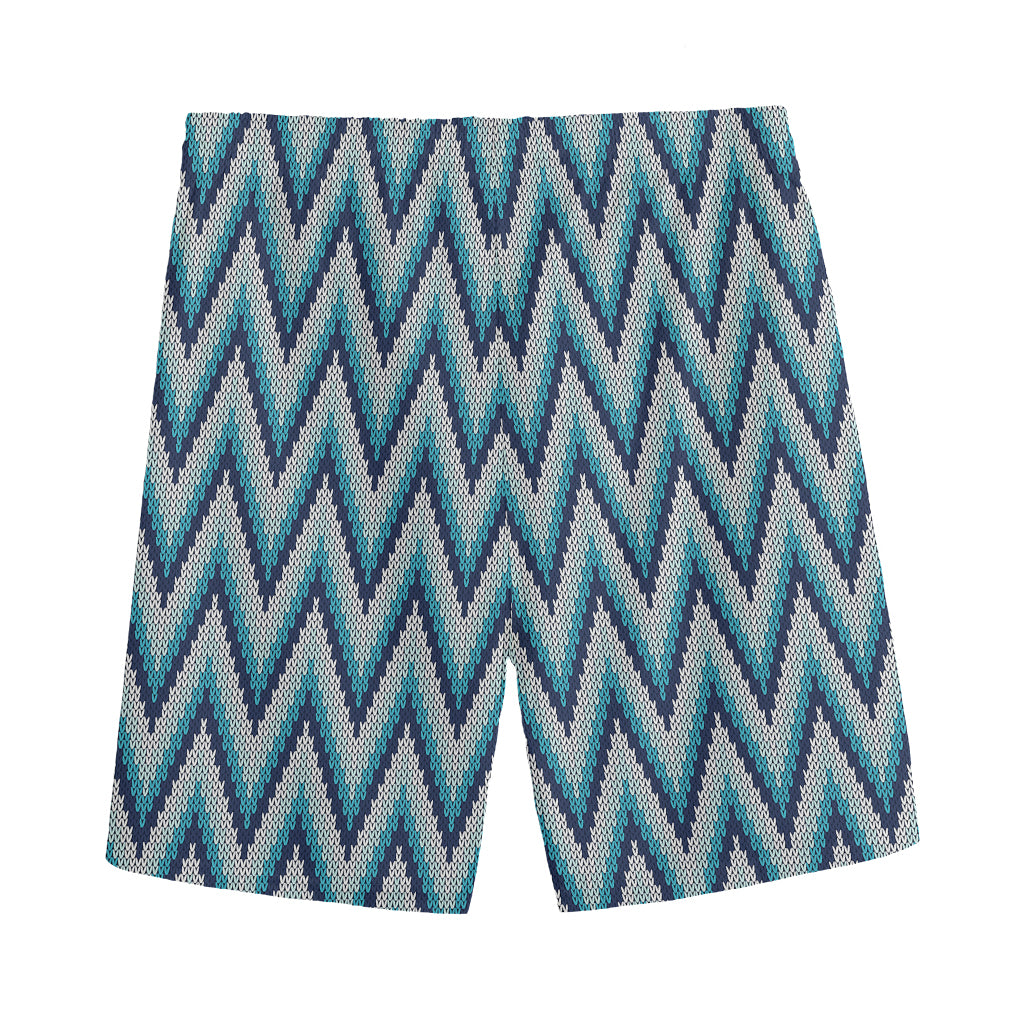 Zigzag Knitted Pattern Print Men's Sports Shorts