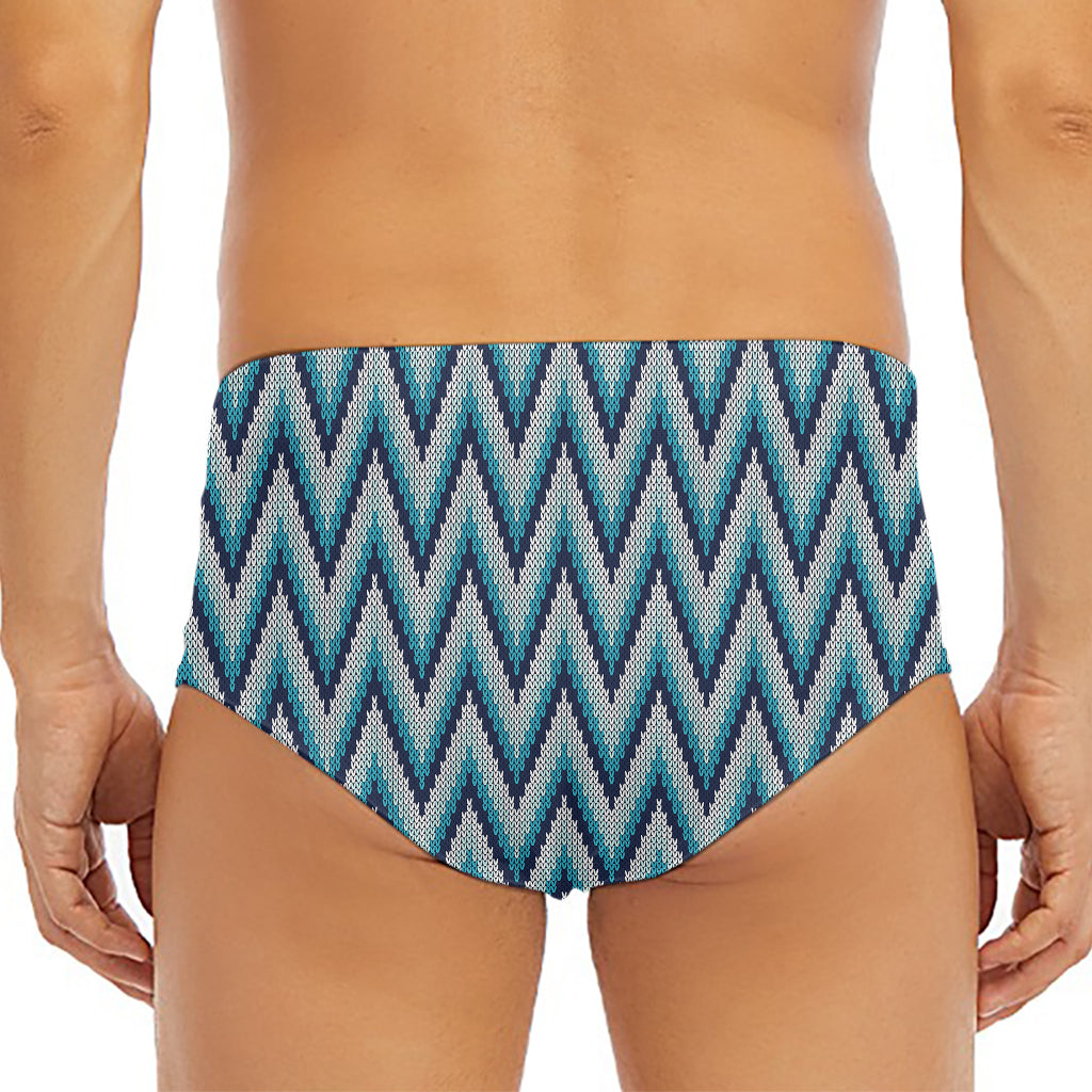 Zigzag Knitted Pattern Print Men's Triangle Swim Briefs
