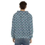 Zigzag Knitted Pattern Print Men's Velvet Pullover Hoodie