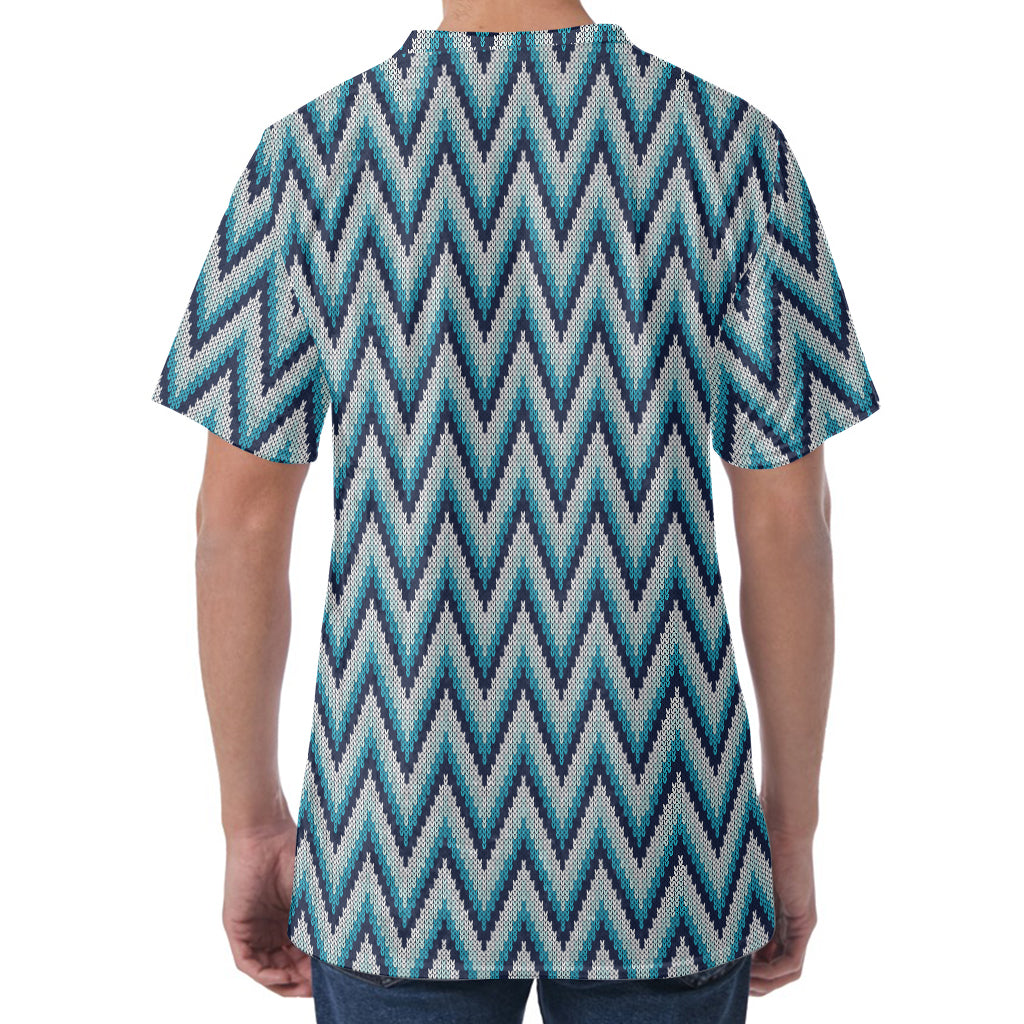 Zigzag Knitted Pattern Print Men's Velvet T-Shirt