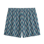 Zigzag Knitted Pattern Print Mesh Shorts