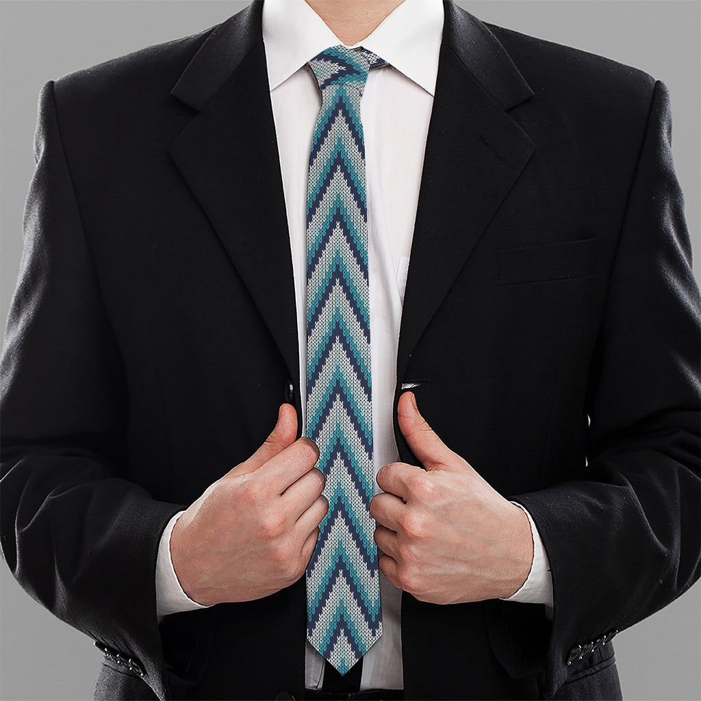Zigzag Knitted Pattern Print Necktie