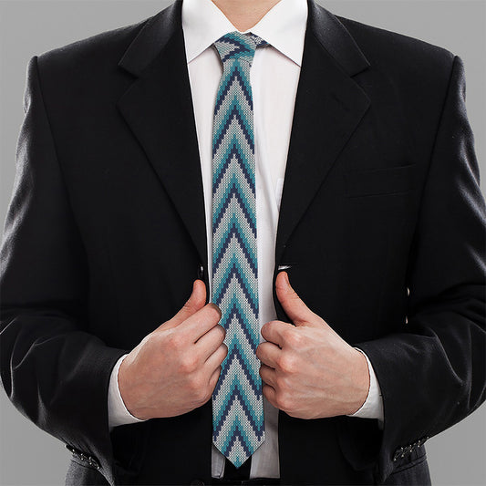 Zigzag Knitted Pattern Print Necktie