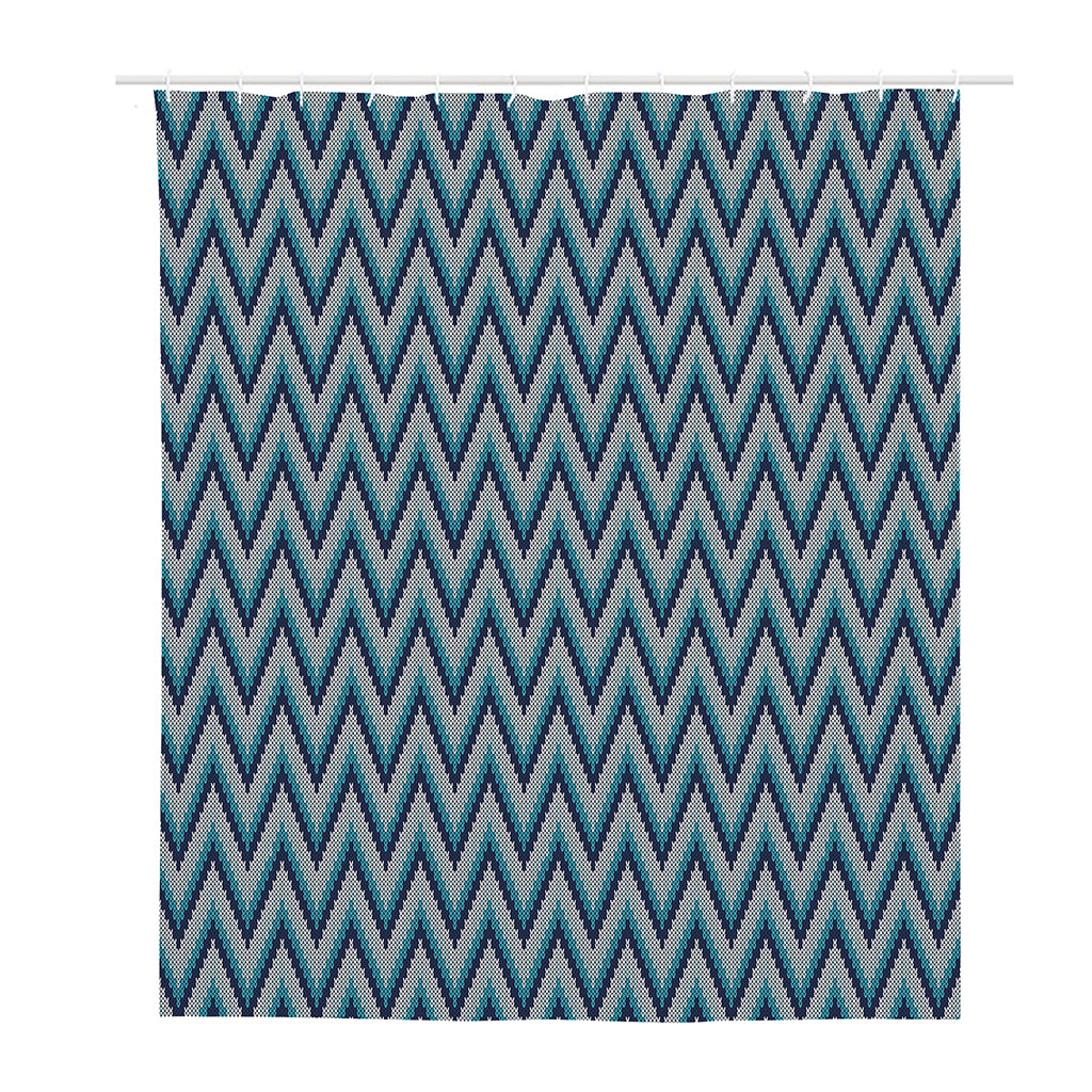 Zigzag Knitted Pattern Print Polyester Shower Curtain