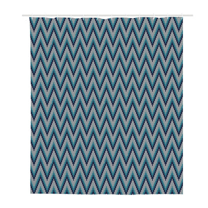 Zigzag Knitted Pattern Print Polyester Shower Curtain