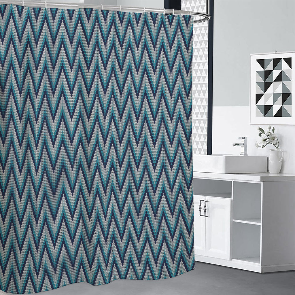 Zigzag Knitted Pattern Print Premium Shower Curtain