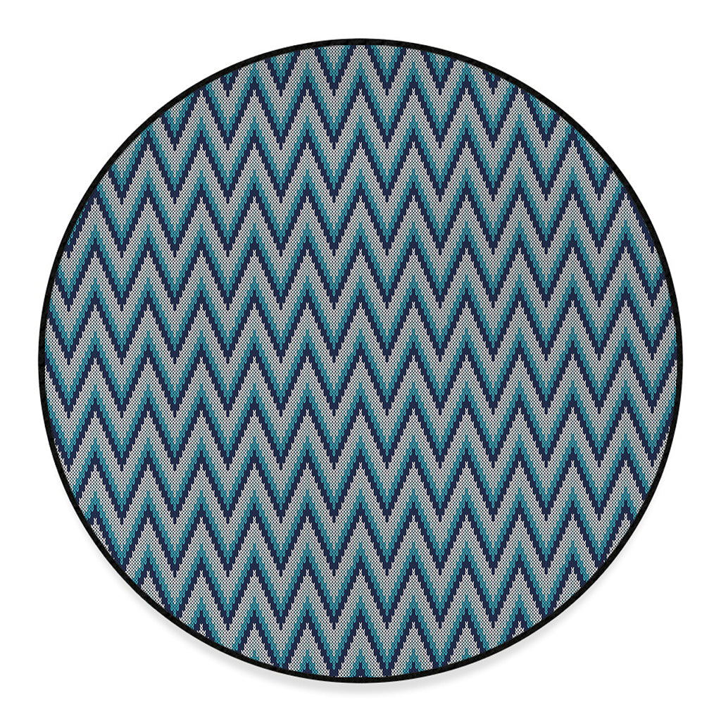 Zigzag Knitted Pattern Print Round Floor Mat