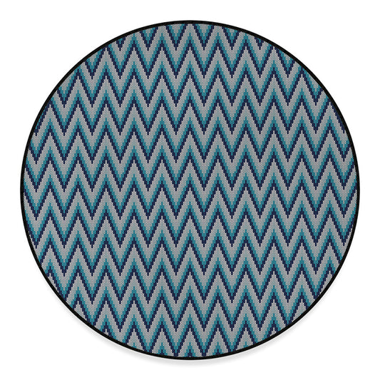 Zigzag Knitted Pattern Print Round Floor Mat