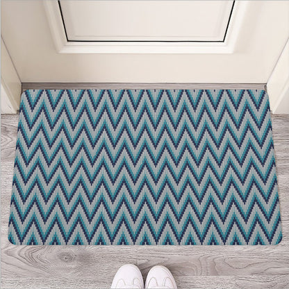 Zigzag Knitted Pattern Print Rubber Doormat