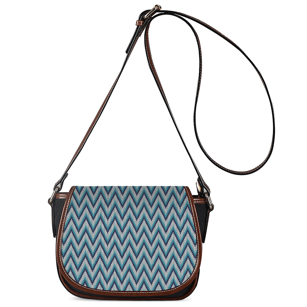 Zigzag Knitted Pattern Print Saddle Bag