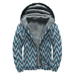 Zigzag Knitted Pattern Print Sherpa Lined Zip Up Hoodie