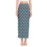 Zigzag Knitted Pattern Print Side Slit Maxi Skirt