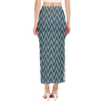 Zigzag Knitted Pattern Print Side Slit Maxi Skirt
