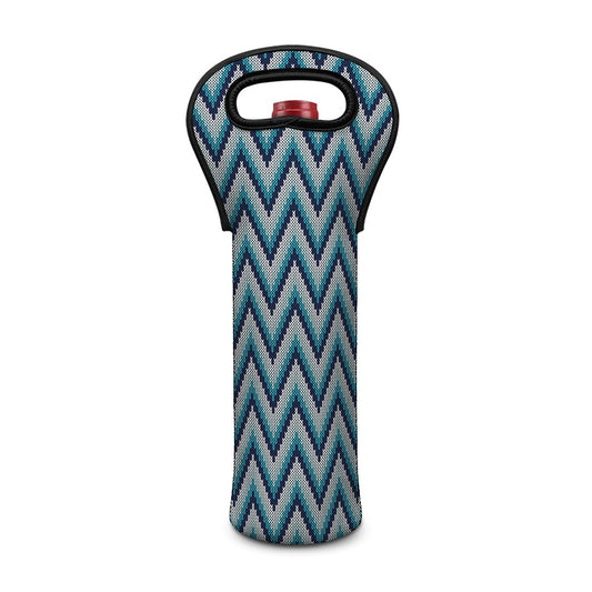 Zigzag Knitted Pattern Print Single Neoprene Wine Tote