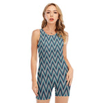 Zigzag Knitted Pattern Print Sleeveless One Piece Swimsuit