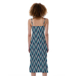 Zigzag Knitted Pattern Print Slim Fit Midi Cami Dress