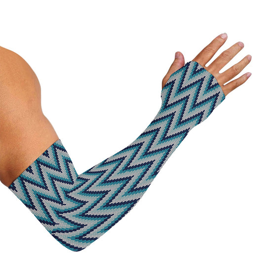 Zigzag Knitted Pattern Print Sun Protection Arm Sleeves