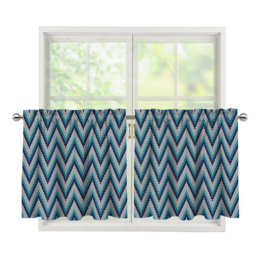 Zigzag Knitted Pattern Print Tier Curtains