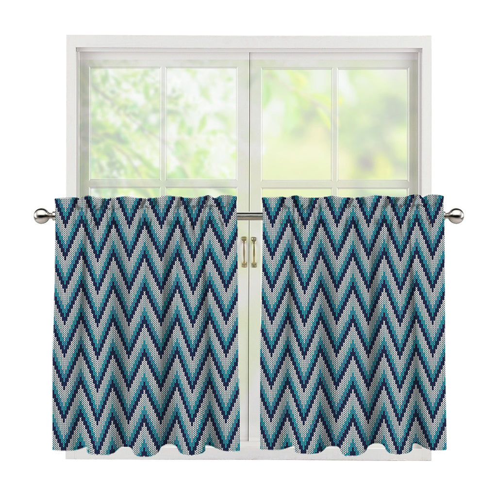 Zigzag Knitted Pattern Print Tier Curtains