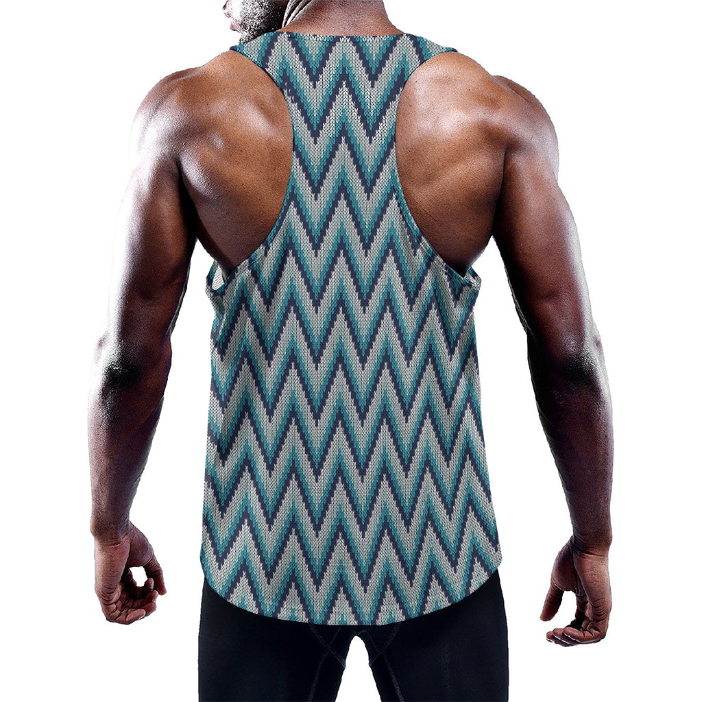 Zigzag Knitted Pattern Print Training Tank Top