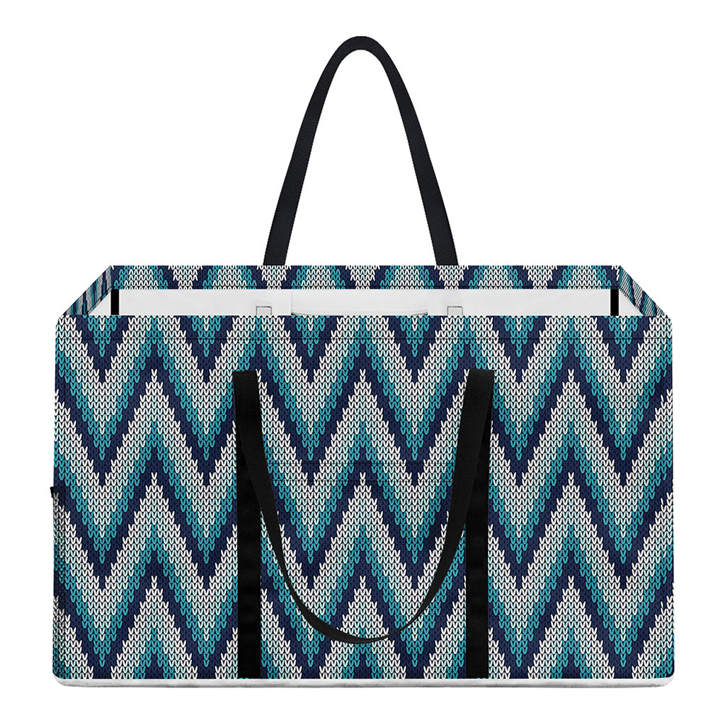 Zigzag Knitted Pattern Print Utility Tote Bag