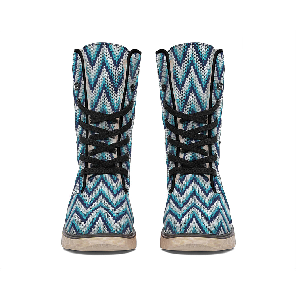 Zigzag Knitted Pattern Print Winter Boots