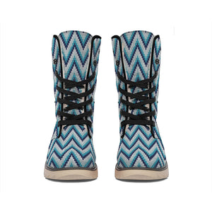 Zigzag Knitted Pattern Print Winter Boots