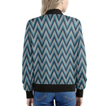 Zigzag Knitted Pattern Print Women's Bomber Jacket