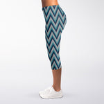 Zigzag Knitted Pattern Print Women's Capri Leggings