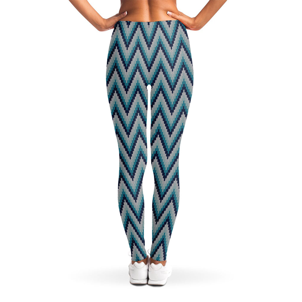 Zigzag Knitted Pattern Print Women's Leggings