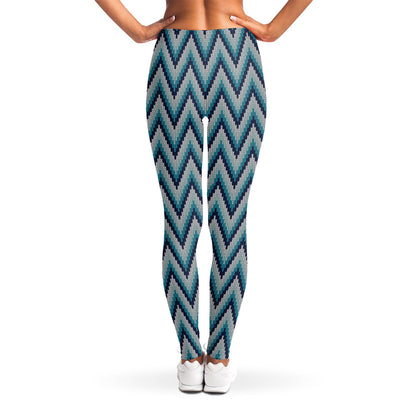 Zigzag Knitted Pattern Print Women's Leggings
