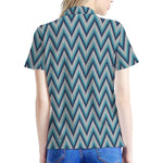 Zigzag Knitted Pattern Print Women's Polo Shirt