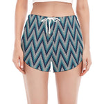 Zigzag Knitted Pattern Print Women's Split Running Shorts