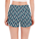 Zigzag Knitted Pattern Print Women's Split Running Shorts