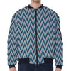 Zigzag Knitted Pattern Print Zip Sleeve Bomber Jacket