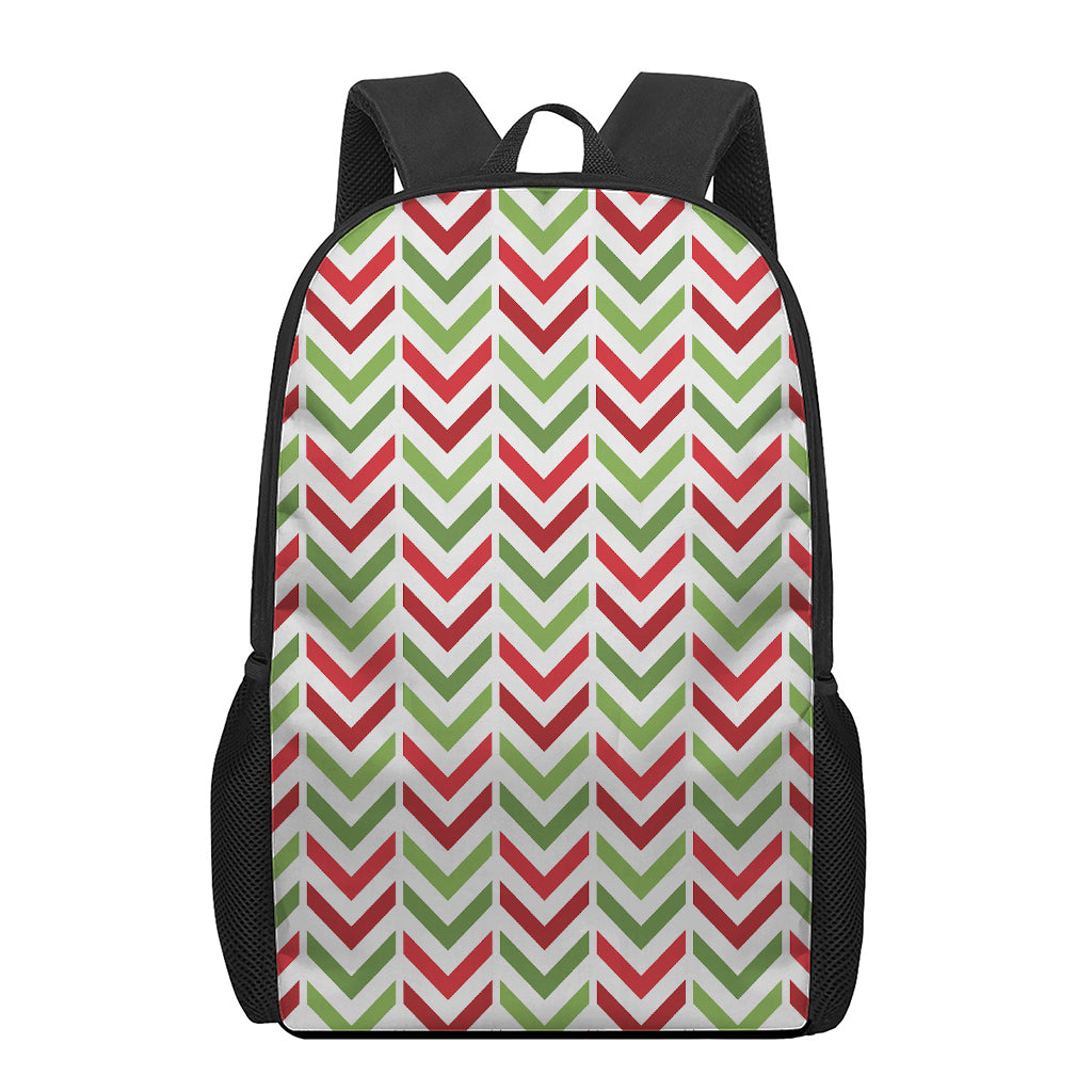 Zigzag Merry Christmas Pattern Print 17 Inch Backpack