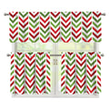 Zigzag Merry Christmas Pattern Print 3 Piece Kitchen Curtains