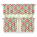 Zigzag Merry Christmas Pattern Print 3 Piece Kitchen Curtains