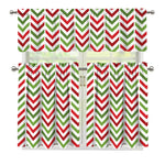Zigzag Merry Christmas Pattern Print 3 Piece Kitchen Curtains