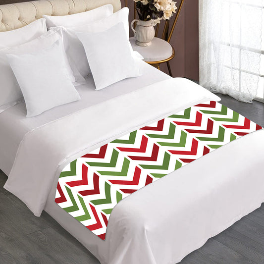 Zigzag Merry Christmas Pattern Print Bed Runner