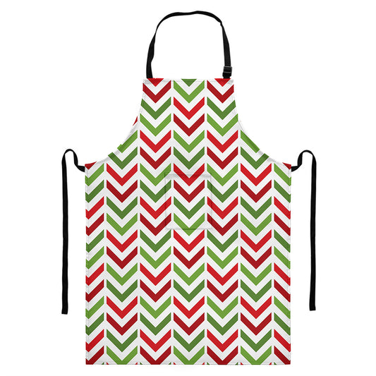 Zigzag Merry Christmas Pattern Print Bib Apron With Pocket