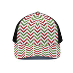 Zigzag Merry Christmas Pattern Print Black Mesh Trucker Cap