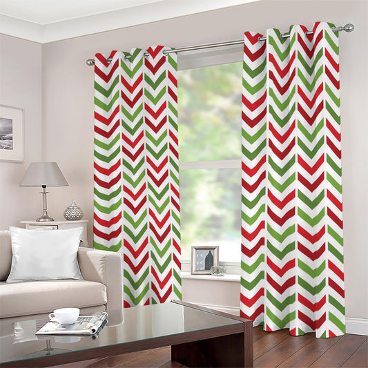 Zigzag Merry Christmas Pattern Print Blackout Grommet Curtains