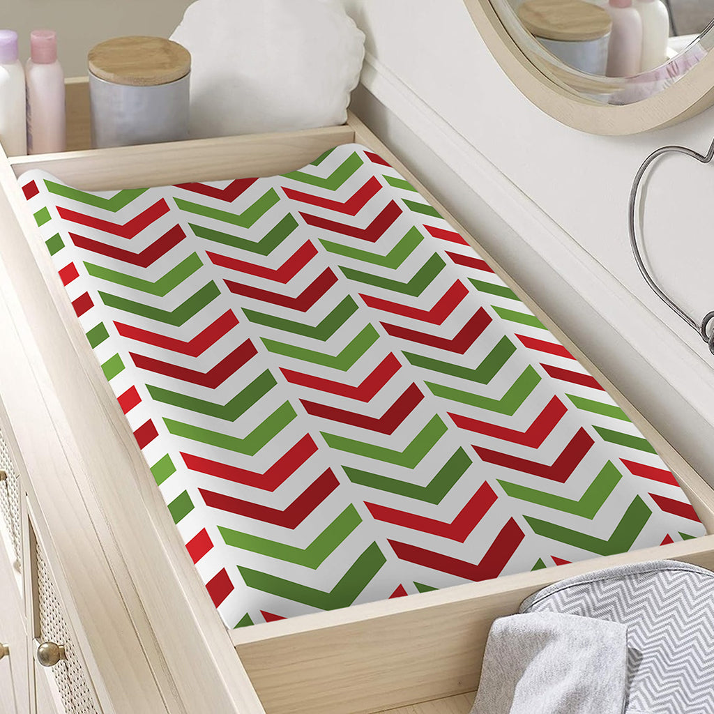 Zigzag Merry Christmas Pattern Print Changing Pad Cover