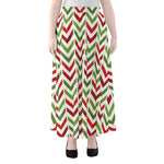 Zigzag Merry Christmas Pattern Print Chiffon Maxi Skirt