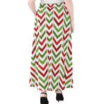 Zigzag Merry Christmas Pattern Print Chiffon Maxi Skirt