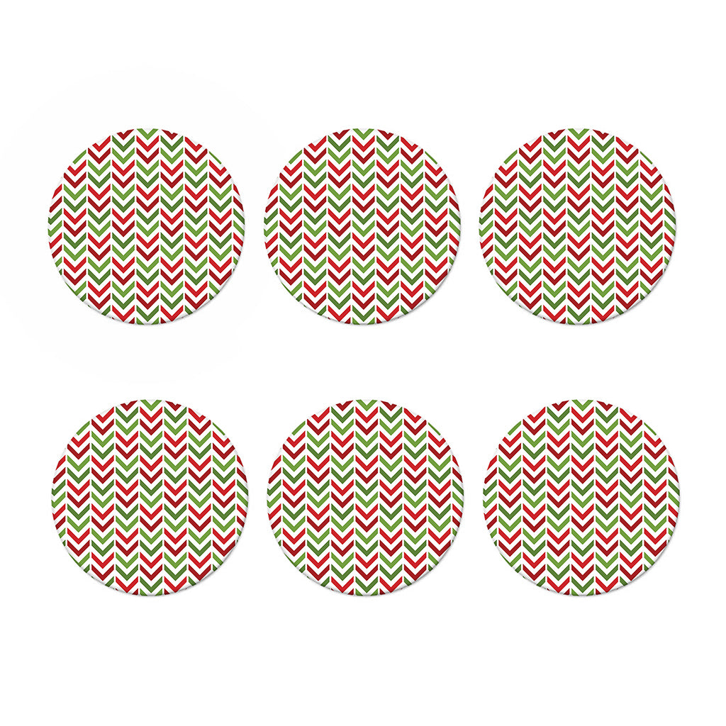 Zigzag Merry Christmas Pattern Print Coaster Set