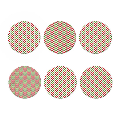 Zigzag Merry Christmas Pattern Print Coaster Set
