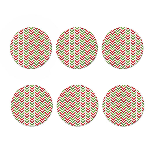 Zigzag Merry Christmas Pattern Print Coaster Set