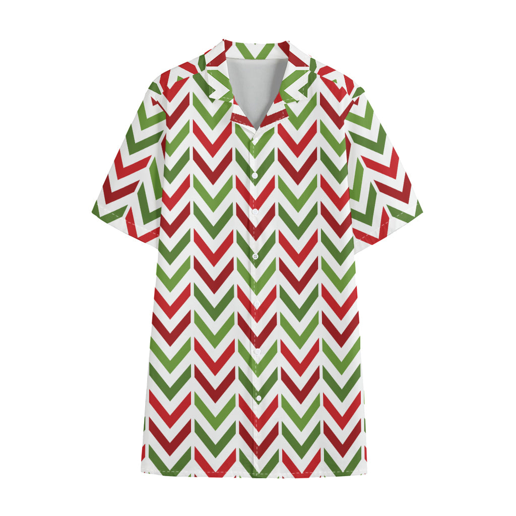 Zigzag Merry Christmas Pattern Print Cotton Hawaiian Shirt
